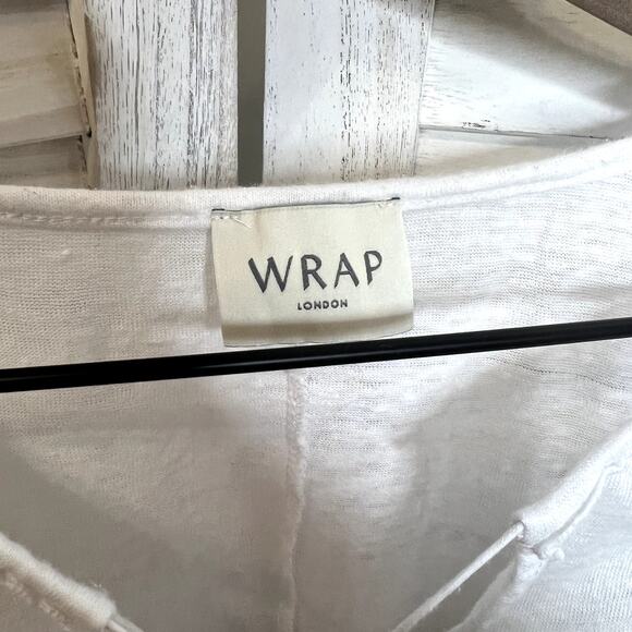 WRAP of LONDON Boho Beachy Linen Tassel Tie Front Casual Top Tunic White US 10 - Picture 7 of 14